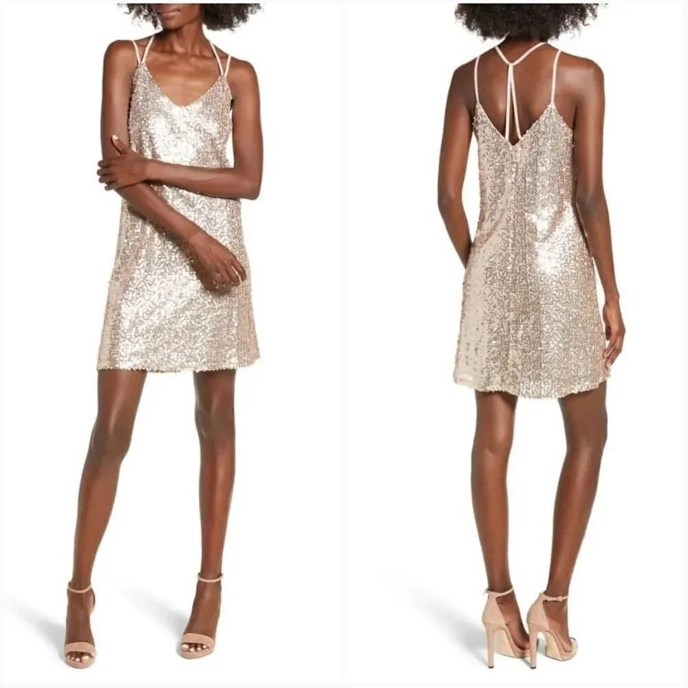 Love, Fire Strappy Sequin Slipdress Sz S